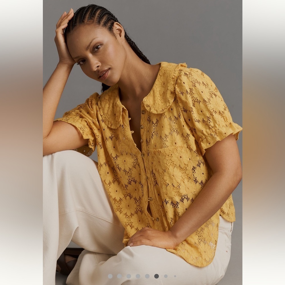 Anthropologie x Pilcro Yellow Sunflower Top Size: XXS